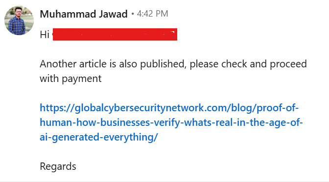 Live guest post backlink placement example on authority website